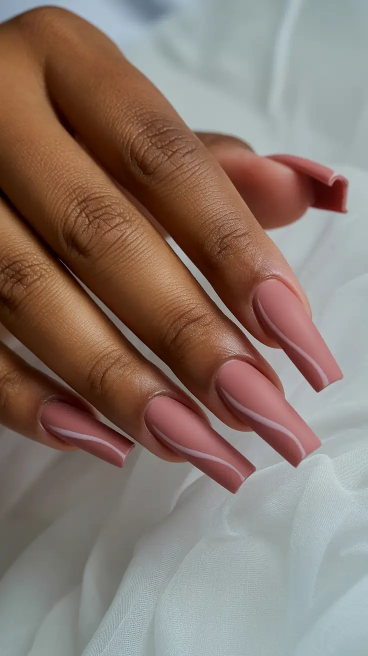 spring nails for dark skin Muted Rose Long Square Statement