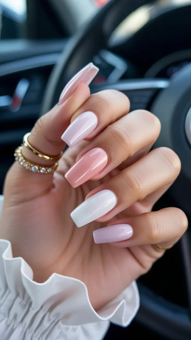 spring to summer season nails color ideas 2026 Milky Pink and Porcelain White Nails for an Elegant Everyday Palette