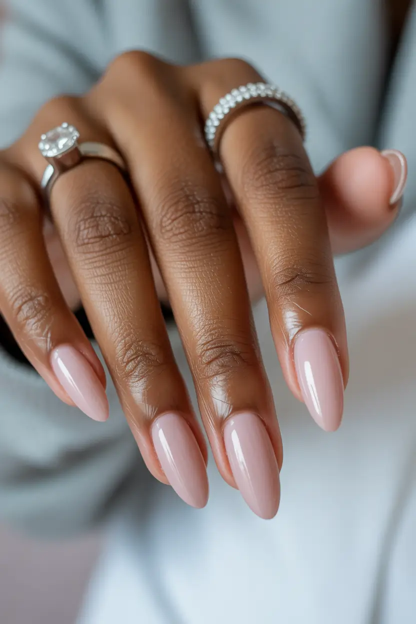 spring to summer season nails color ideas 2026 Sheer Blush Almond Nails That Define Modern Elegance
