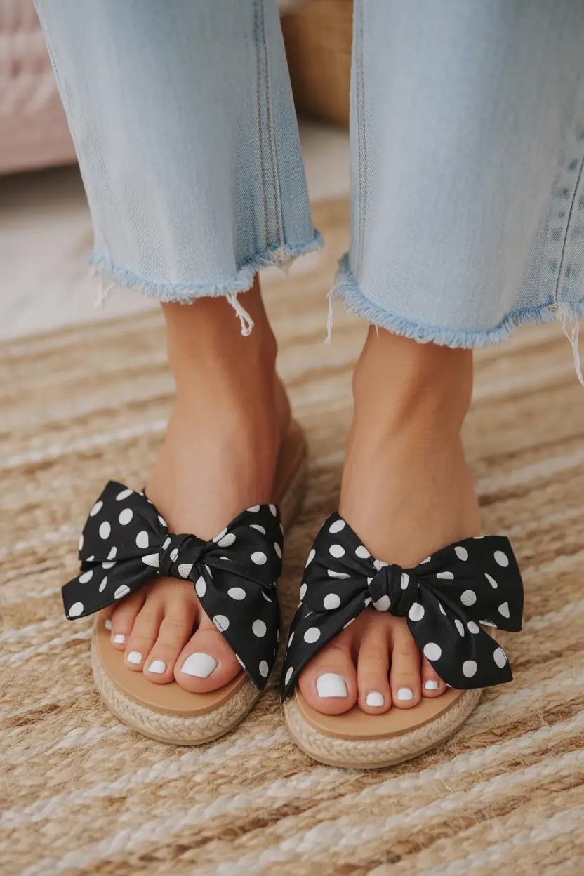 summer flip flops for women 2026 Polka Dot Bows and That Effortless French-Girl Mood