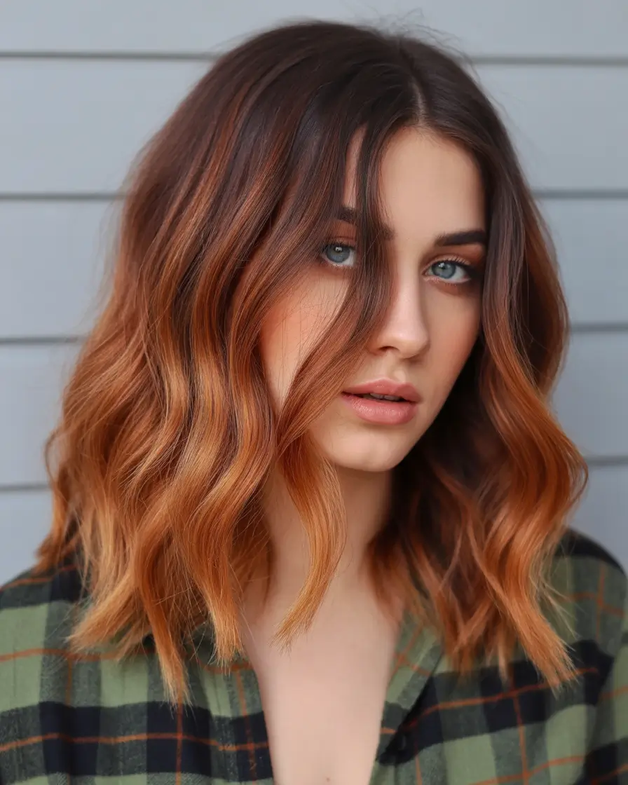 summer hair color ideas for brunettes 2026 balayage Warm Copper Balayage With Luminous Red Undertones