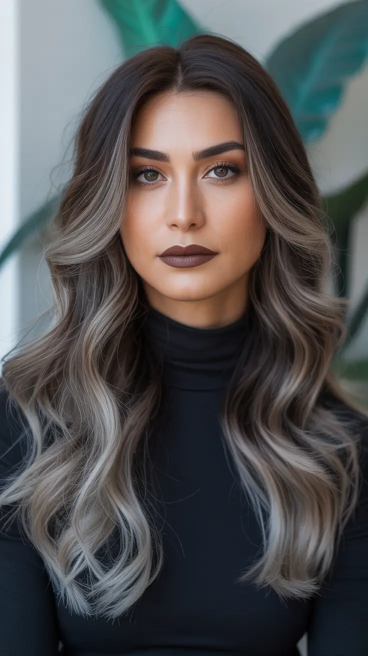 summer hair color ideas for brunettes 2026 balayage Cool Toned Smoky Brunette With Ash Blonde Dimension