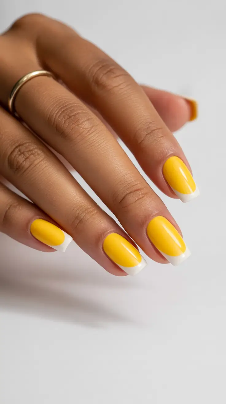 23 summer nail art ideas 2026 French tip Sunny Butter Yellow French for Fresh Minimal Summer Nails