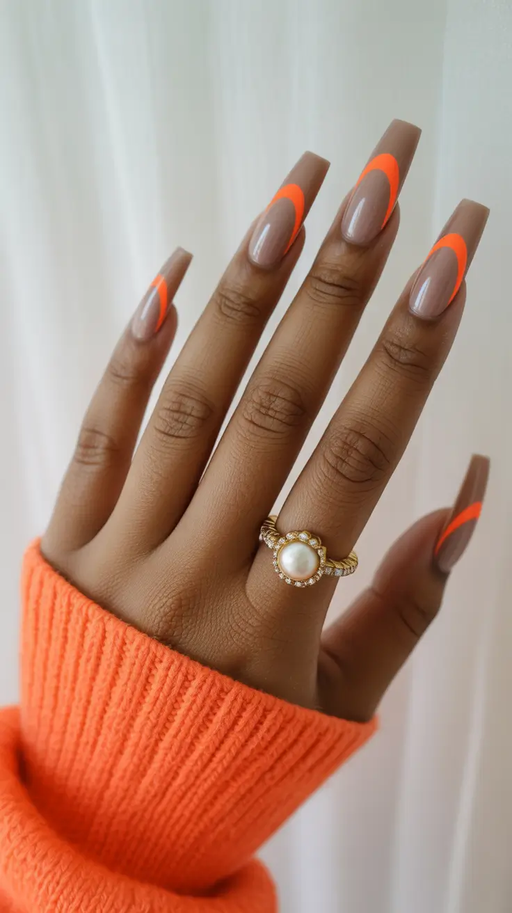 25 summer nail inspo 2026 gel Neon Orange French Tip For A Bright Summer Finish