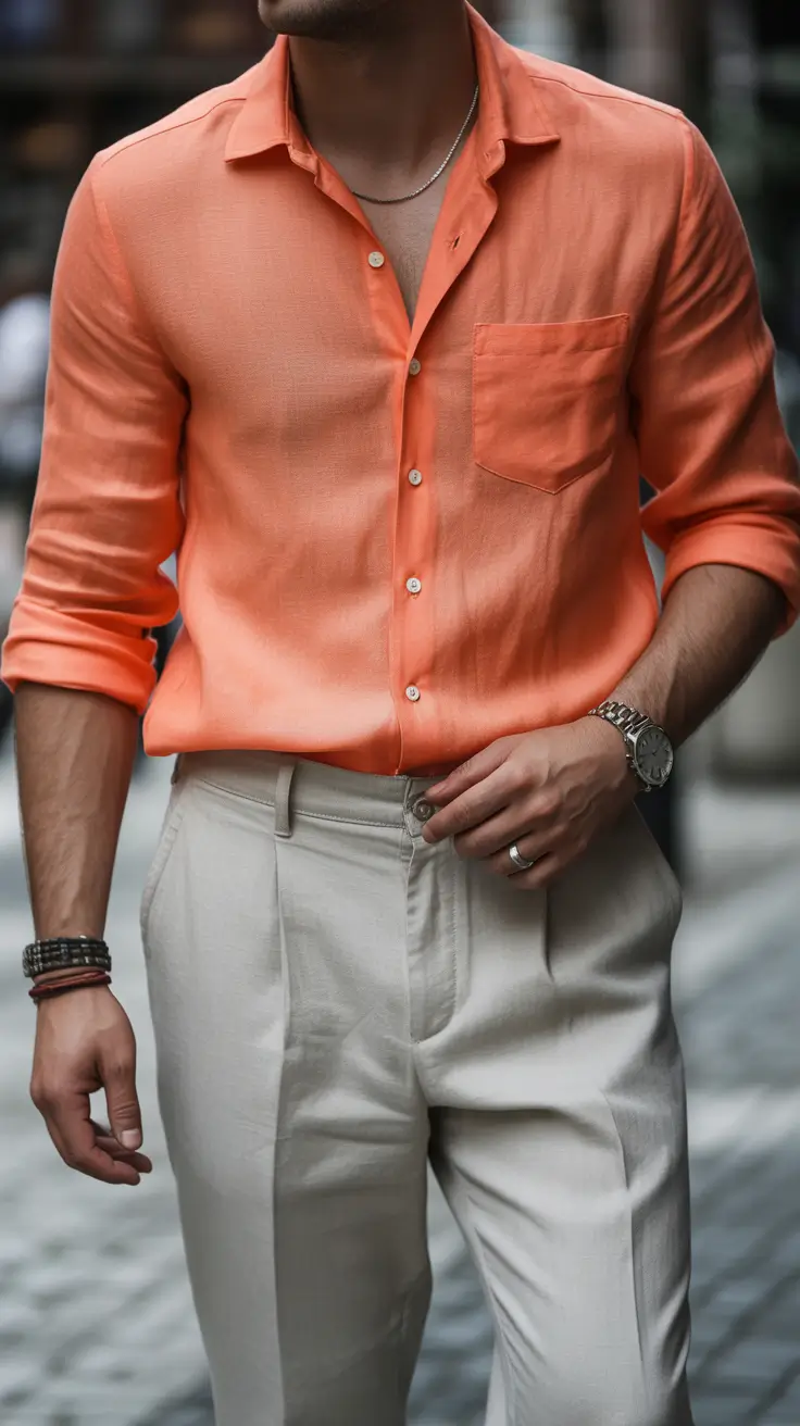 summer outfits fort men 2026 Sunset Linen Confidence in Warm Tones