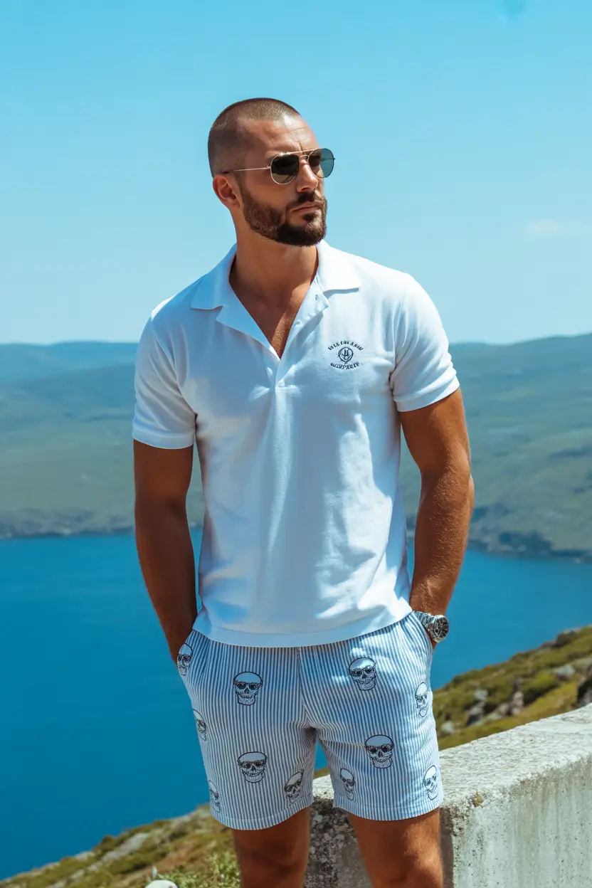 summer outfits fort men 2026 Clean Coastal Look with Modern Swim Influence