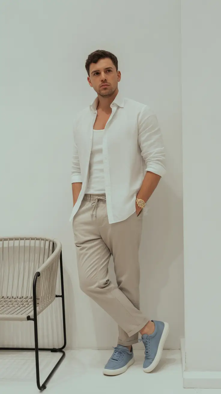 summer outfits fort men 2026 Minimal White Layers That Always Work