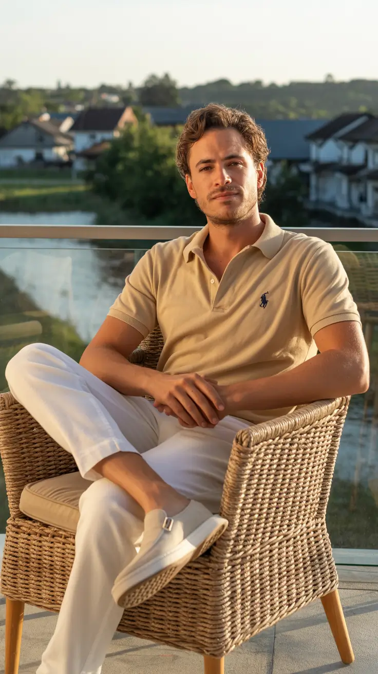 summer outfits fort men 2026 Relaxed Riviera Energy in Polo and Light Tones