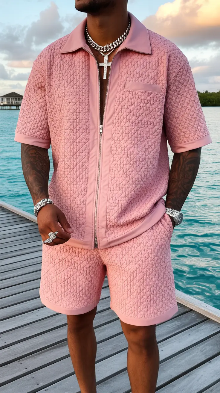 summer outfits fort men 2026 Statement Pink Set That Breaks All the Rules