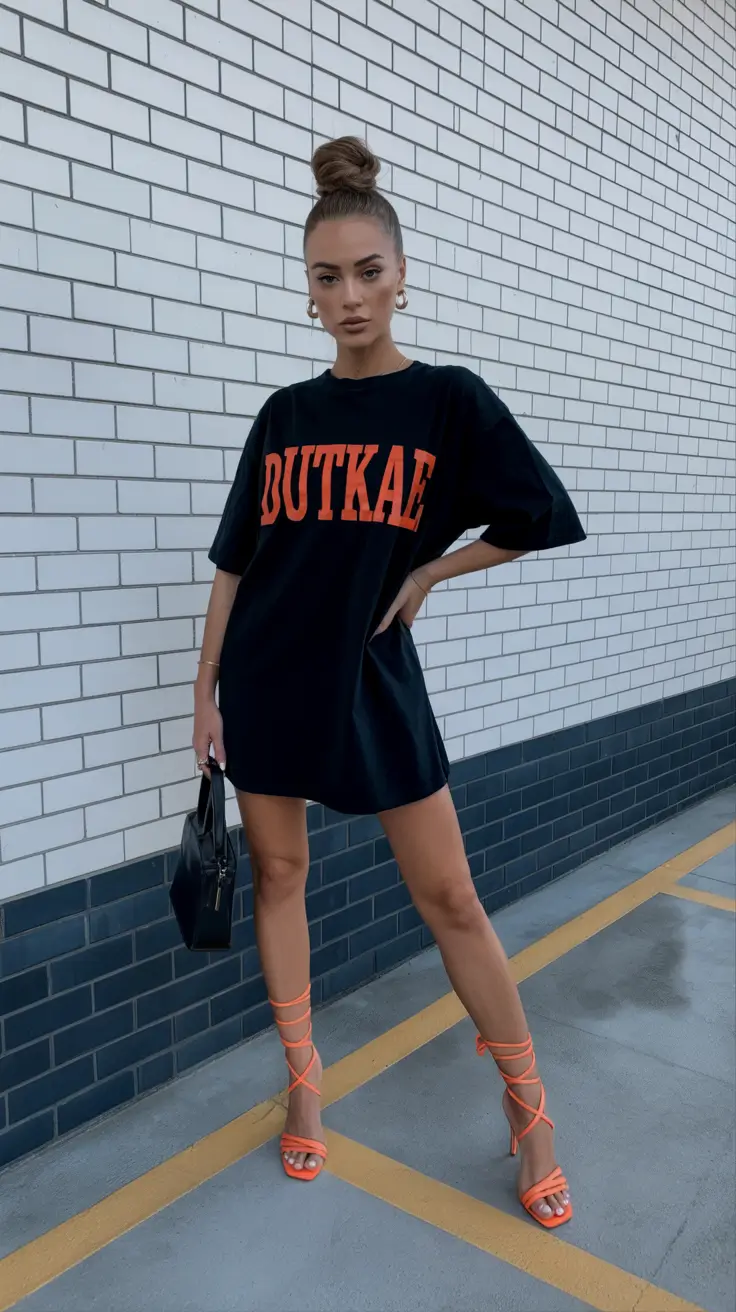 summer outfits with sandals for women 2026 Oversized Graphic Tee Dress for That Effortless Baddie Mood