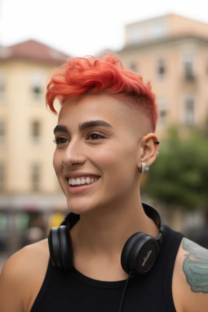 summer short haircut ideas 2026 Bold Neon Undercut With Voluminous Top
