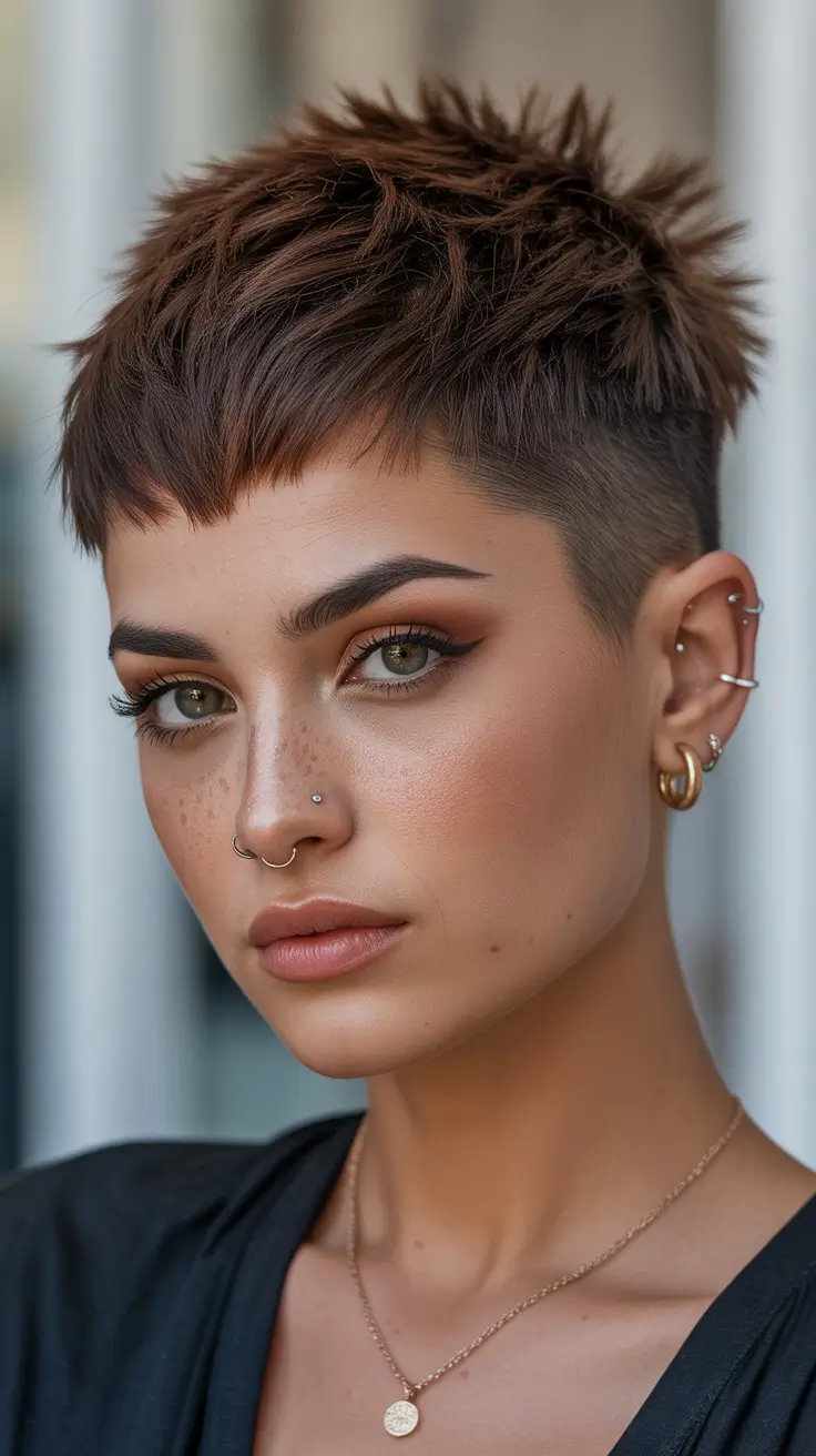 summer short haircut ideas 2026 Textured Micro Pixie With Sharp Edge