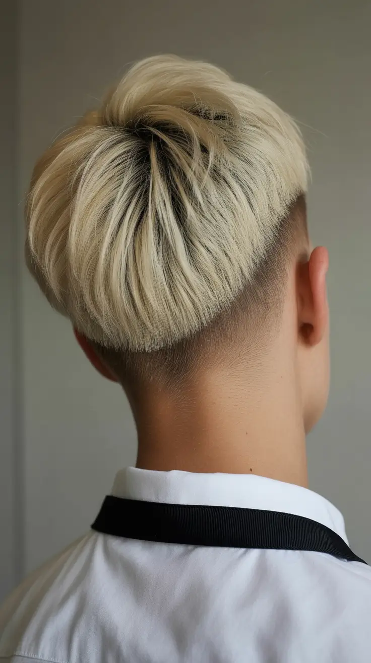 summer short haircut ideas 2026 Soft Blonde Undercut With Volume Crown