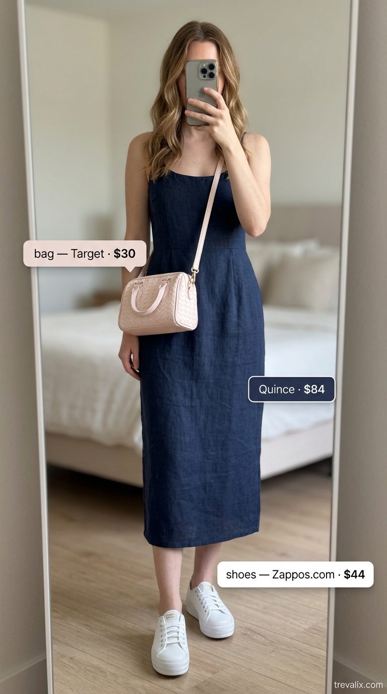 Denim shorts and pink blouse for vintage casual summer sundresses 2026. Great for lunch dates.