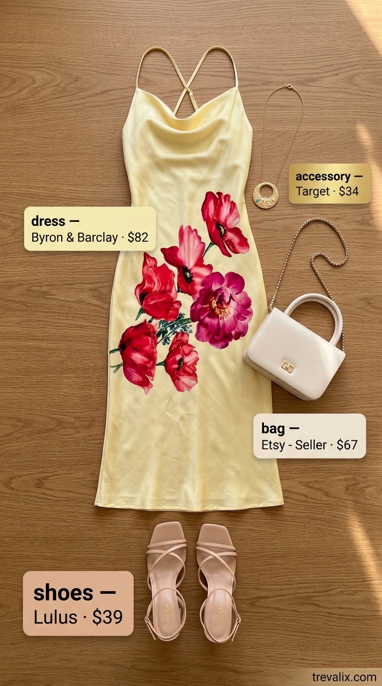 Glamorous golden yellow slip dress for casual summer sundresses 2026, perfect for dinner dates.