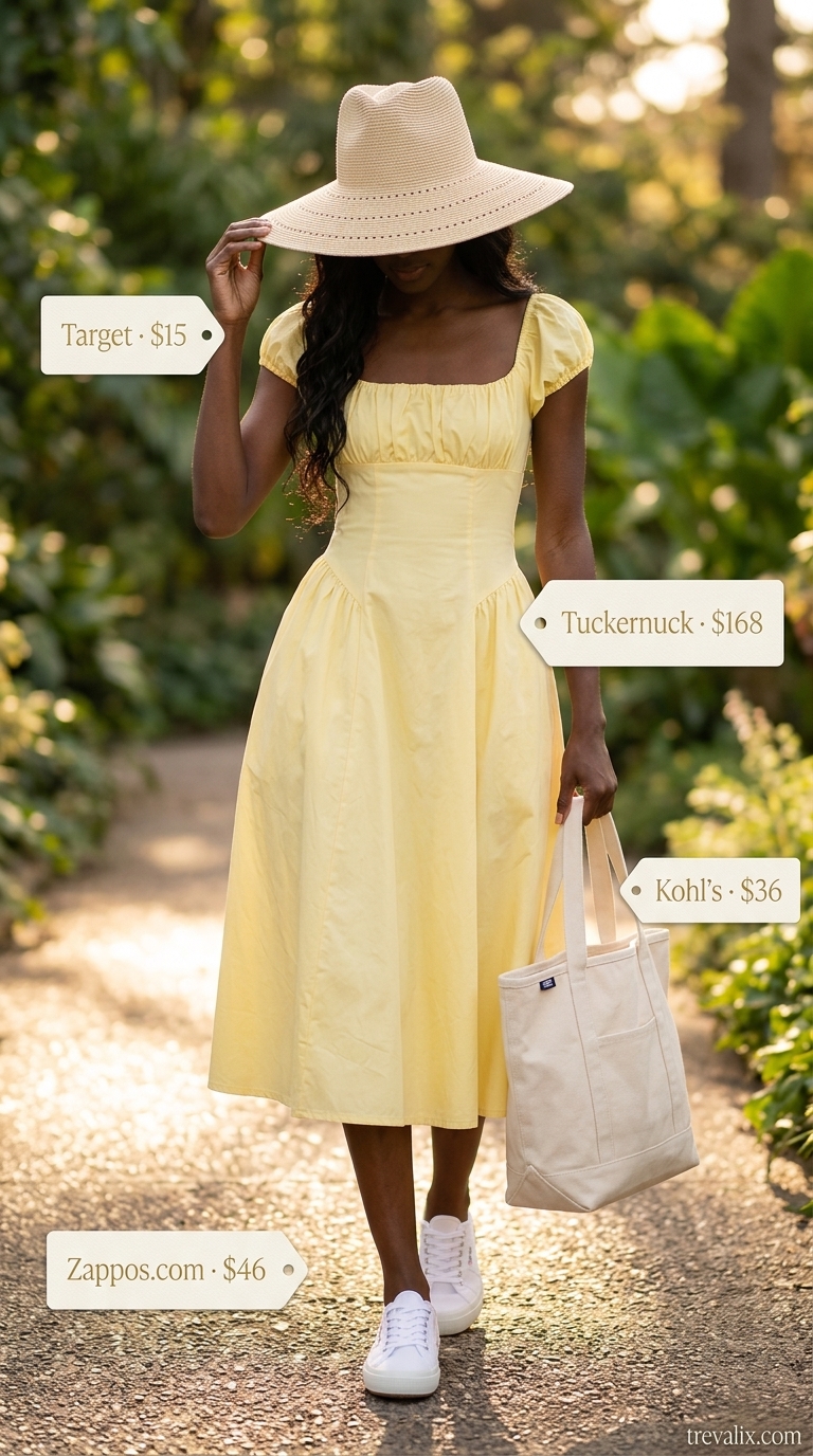 Cheerful yellow linen sundress for casual summer sundresses 2026, ideal for picnics.