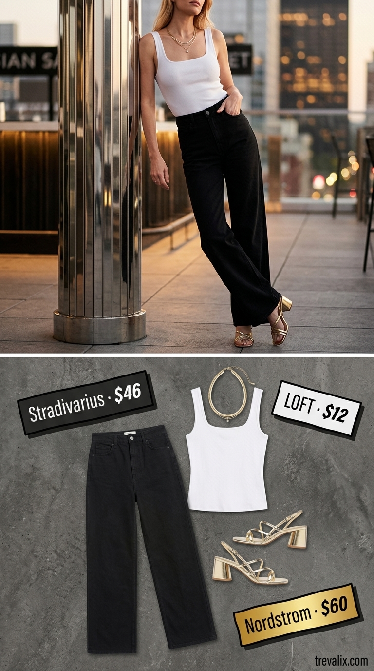 Vibrant Happy Hour Style 2026: Fuchsia Pants Colorful summer clothes for women 2026: Vibrant fuchsia wide-leg pants with white top and gold heels for happy hour.