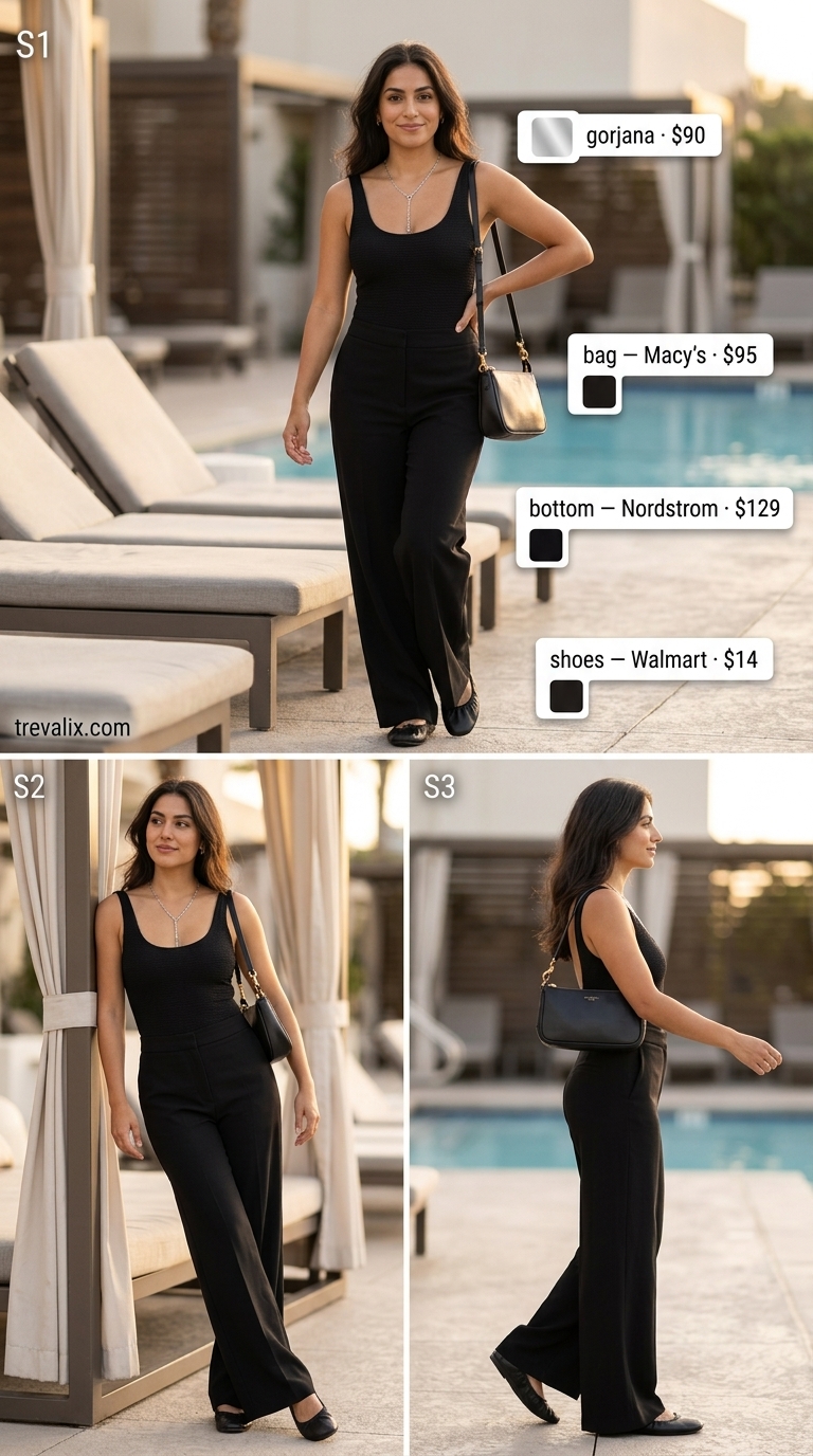 Crochet Summer Pool Party Outfits 2026: Beige Swimsuit Beige crochet swimsuit for crochet summer pool party outfits for women 2026. Styled with a sheer black skirt and minimalist sandals.