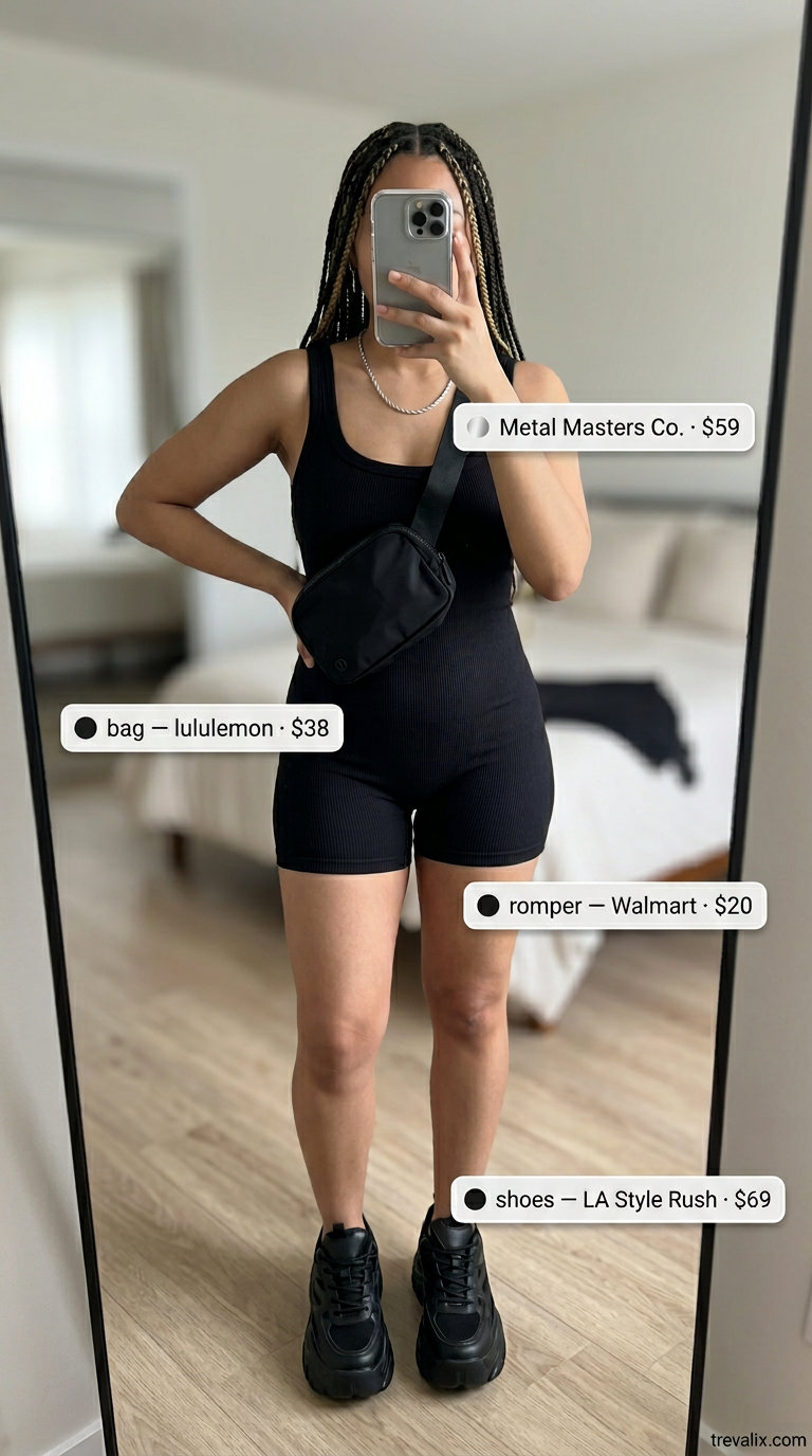 Urban explorer outfit for women 2026 with olive green cargo shorts, white top, and chunky sneakers. Great for casual day outs.