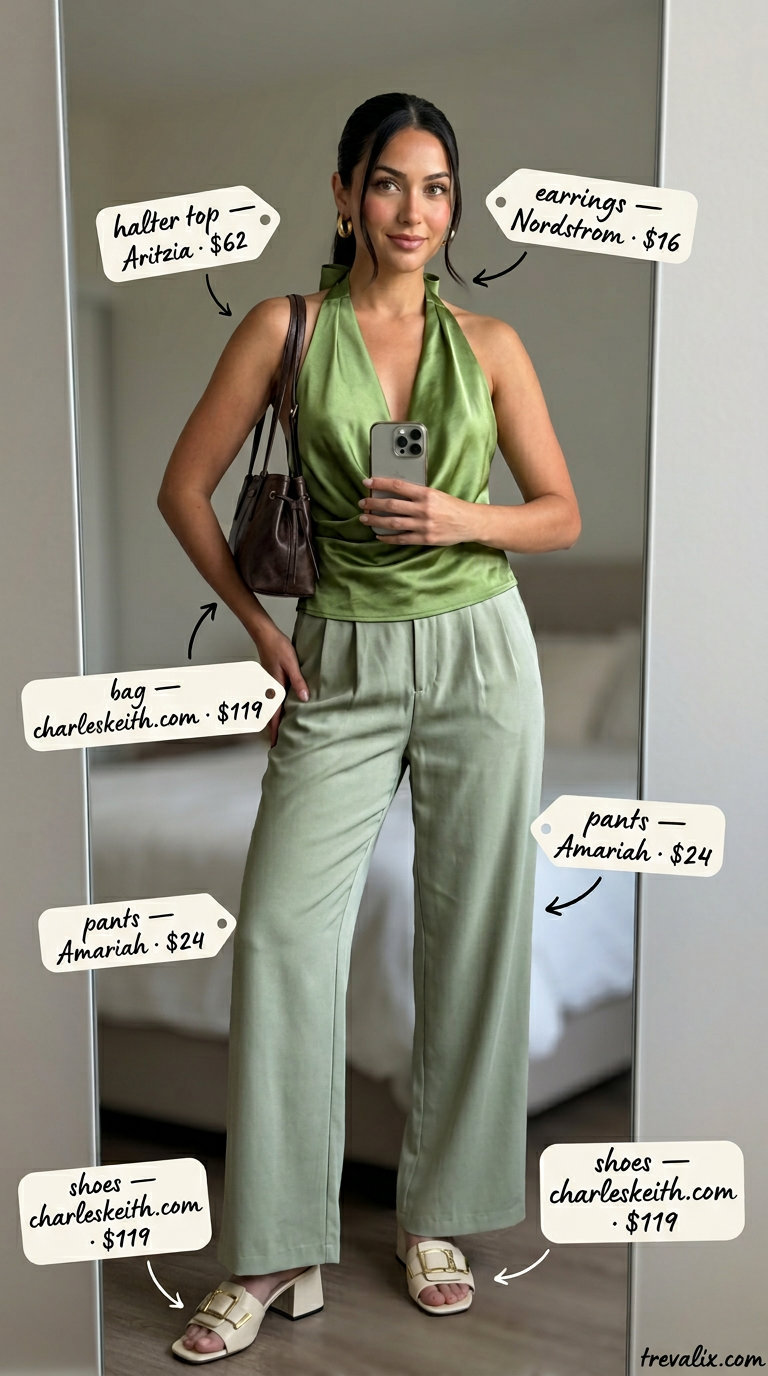 25. Monochromatic Halter Chic