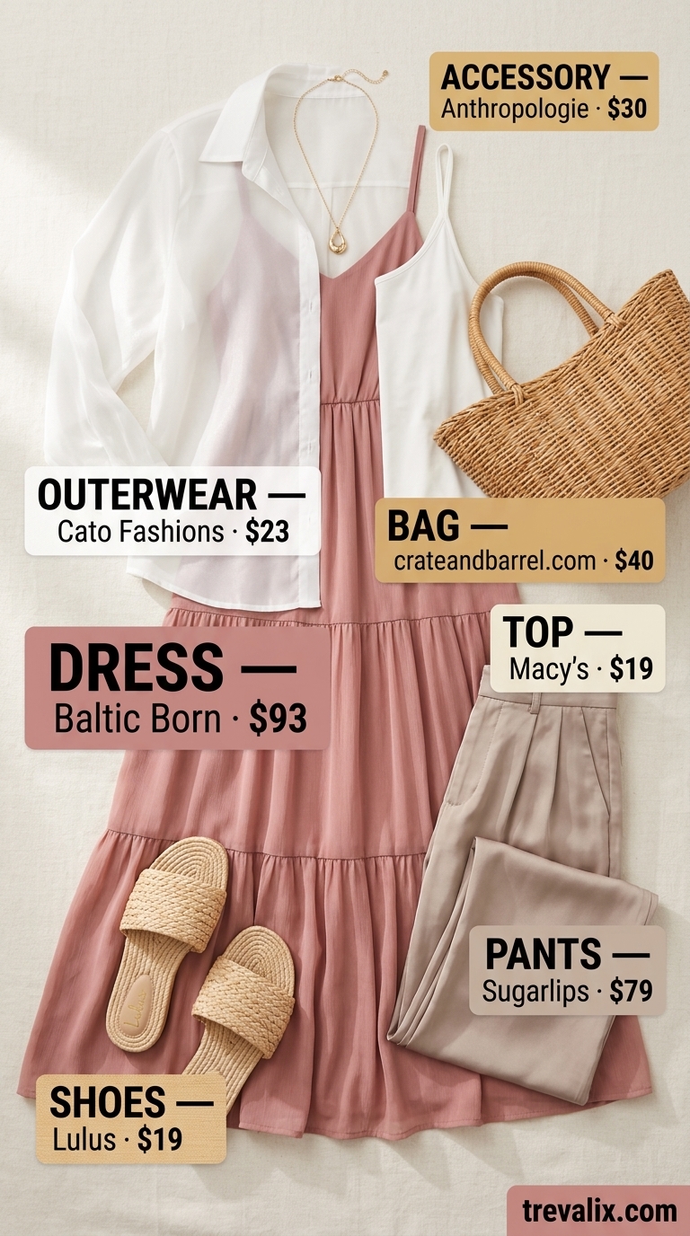 Layered Modest Summer Outfits for Women 2026: Brunch Style Dusty rose modest maxi dress with sheer black organza shirt layers for summer outfits 2026.