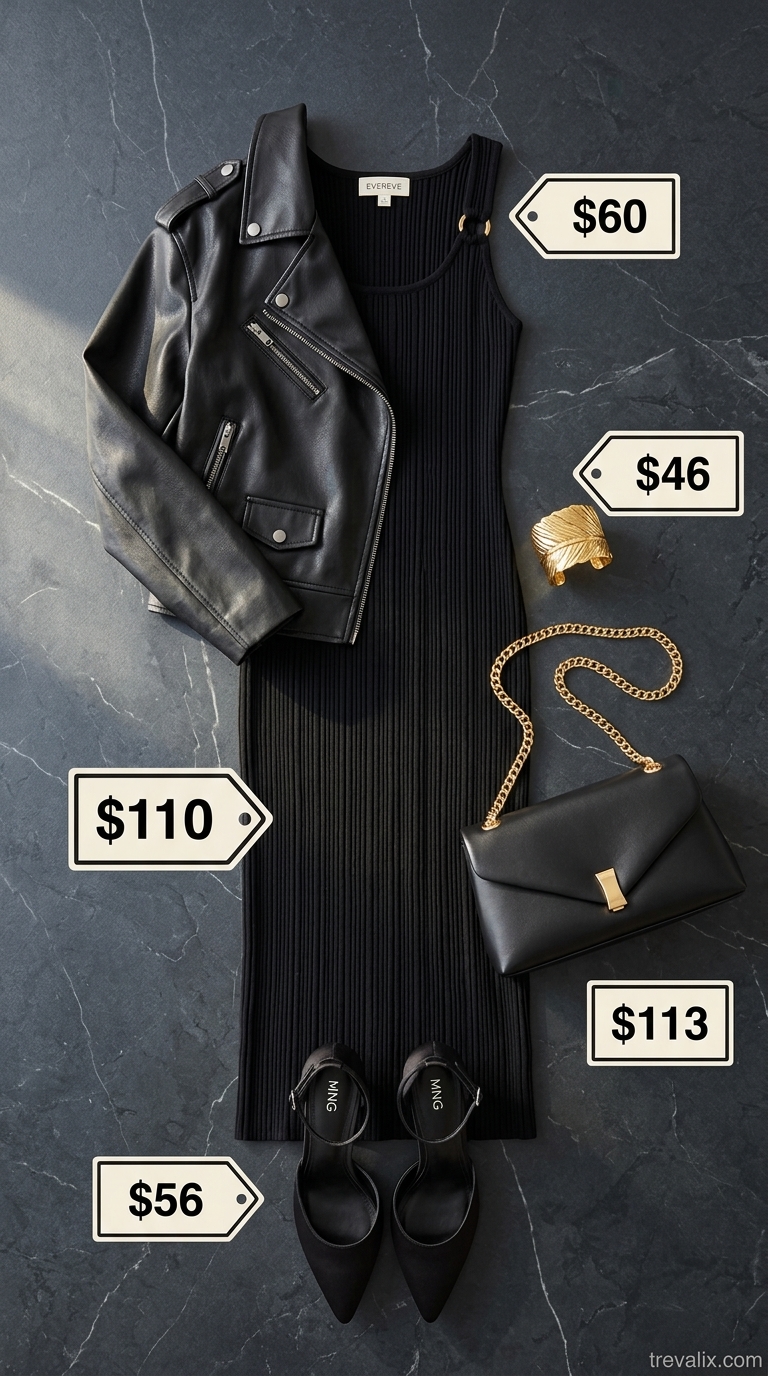 Emerald Evening Mob Wife Bodycon Summer Outfits 2026 Luxurious mob wife bodycon summer outfit 2026: Emerald dress, moto jacket, gold bracelet for gala.