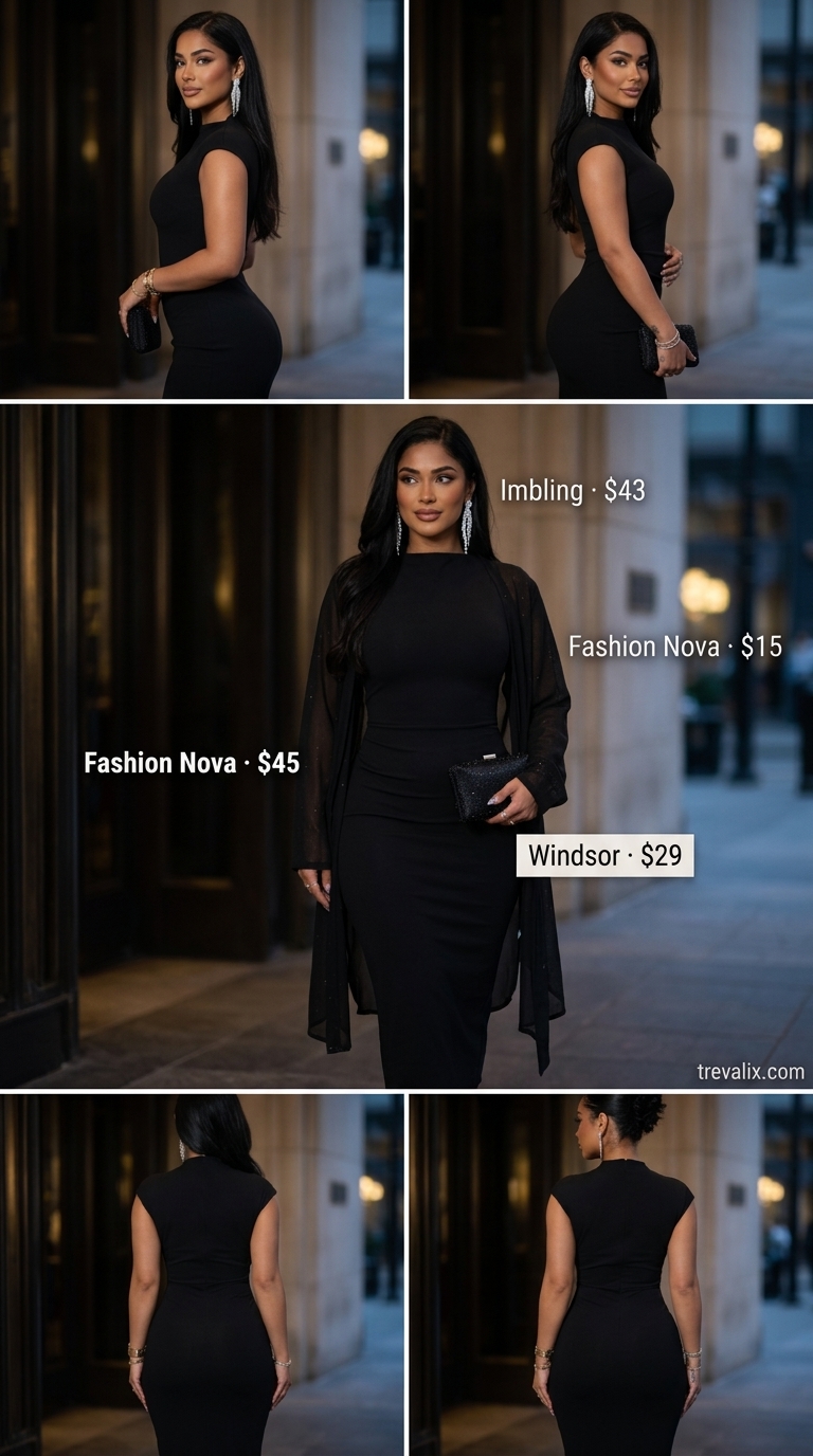 Evening Enchantress Mob Wife Bodycon Summer Outfits 2026 Glamorous mob wife bodycon summer outfit 2026: Silver dress, sheer coat, crystal earrings for gala.