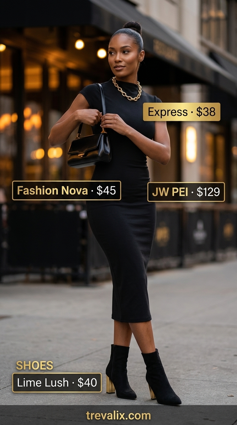 Bold leopard print mob wife bodycon summer outfit 2026 with black boots and gold chain necklace for a night out.