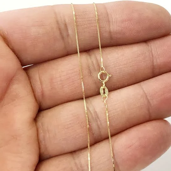 accessory 10K Solid Yellow Gold Dainty Minimalist Box Chain Necklace Etsy - KsJewelersDesigns $86.89