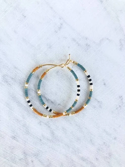 accessory 14K Gold Filled Beaded Hoop Earrings Etsy - CloudlessSkyDesign $22