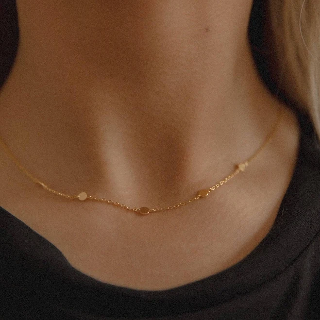 accessory 18K Gold Dainty Disc Station Necklace TINK and POSH $39