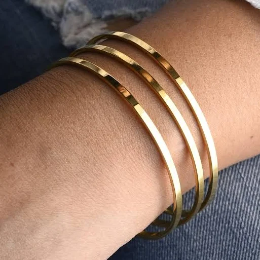 accessory 18K Gold-Filled Flat Bangle Bracelet JewelVers $49.5