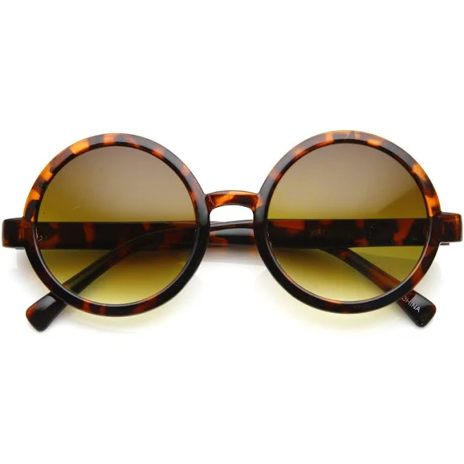 accessory 1980's Retro Round Sunglasses Fashion Sunglasses Tortoise Amber | zeroUV zeroUV $12.95