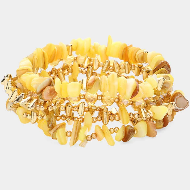 accessory 5pcs Natural Stone Beaded Multi Layered Stretch Bracelets ShopSimon $29.63