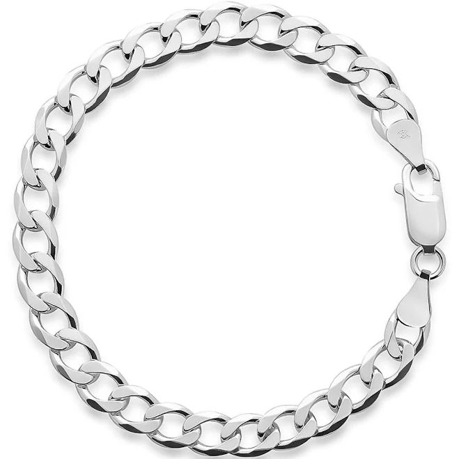 accessory .925 Sterling Silver Curb Bracelet Hard Jewelry $74.95