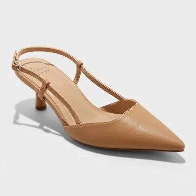 shoes A New Day Women's Annette Slingback Kitten Heels with Memory Foam Insole Target $35