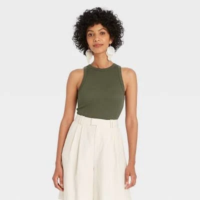 top A New Day Women's Slim Fit Ribbed Tank Top Target $5.2