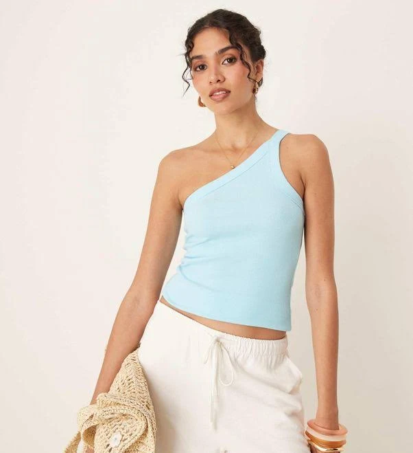 asymmetric neck top Abercrombie & Fitch One Shoulder Asymmetric Ribbed Tank Top Lyst $17.5