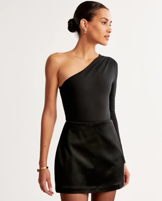 asymmetric neck top Abercrombie & Fitch Women's Long-Sleeve Asymmetrical Crepe Bodysuit Abercrombie & Fitch $32.97