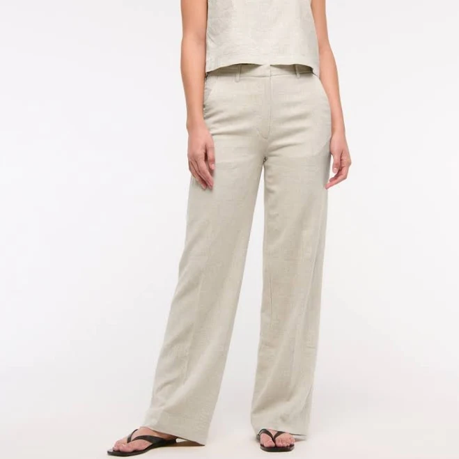 wide leg pants Abercrombie & Fitch Women's Tailored Linen-Blend Wide Leg Pants Abercrombie & Fitch $24.97