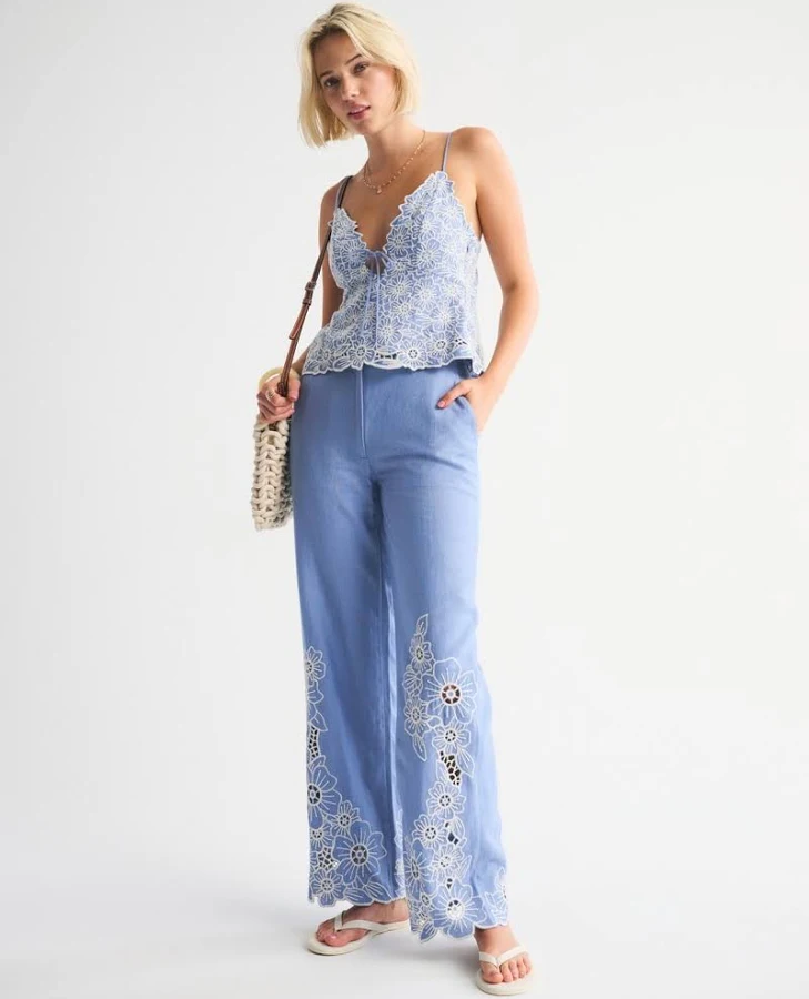 pants Abercrombie & Fitch Women's Tailored Linen-Blend Wide Leg Pants Abercrombie & Fitch $69.99