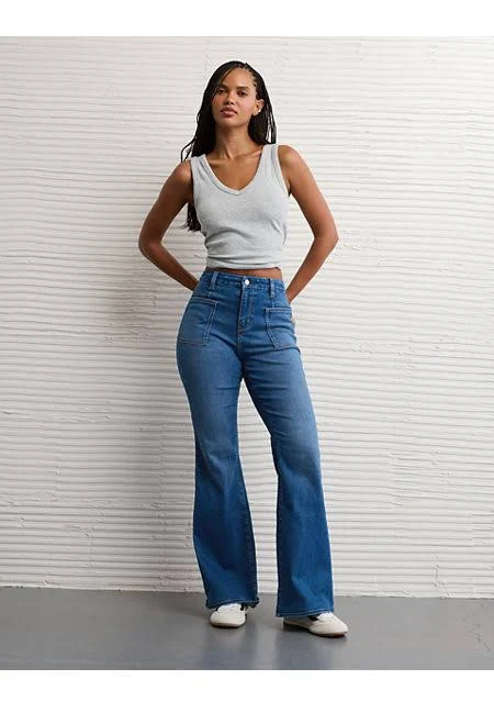 jeans AE Next Level Curvy Super High-Waisted Flare Jeans American Eagle Outfitters $39.99