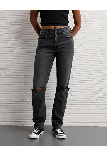 jeans AE Stretch Super High-Waisted Straight Jean Women's American Eagle Outfitters $56.95