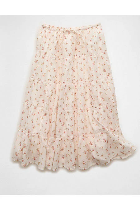 skirt AE Tiered Midi Skirt American Eagle Outfitters $41.96