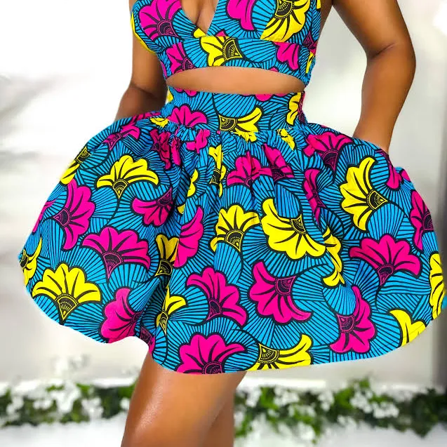 skirt African Ankara Dashiki Print Mini/ Short Flare Skirt Chimzi Fashion $60