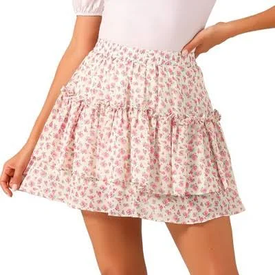 skirt Allegra K Women's Floral Tiered Ruffle Mini Skirt Target $31.99