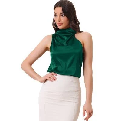 top Allegra K Women's Satin Halter Neck Top Target $26.99