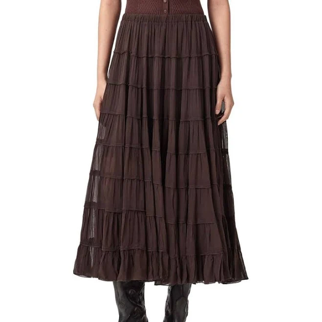skirt Allsaints Women's Eva Tiered Midi Skirt Nordstrom $269