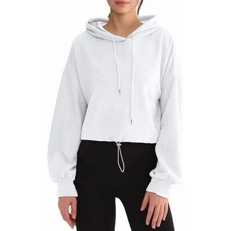 top Amazhiyu Women's Waffle Knit Cropped Hoodie with Drawstring Walmart - Amazhiyu $19.99