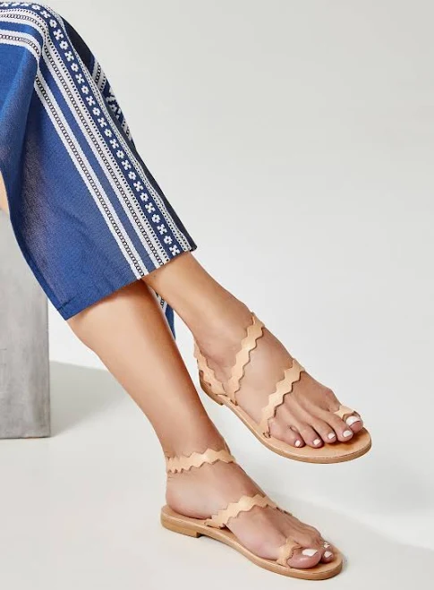 shoes Ancient Greek Leather Flat Strappy Sandals with Toe Loop Etsy - GreekChicHandmades $98.45